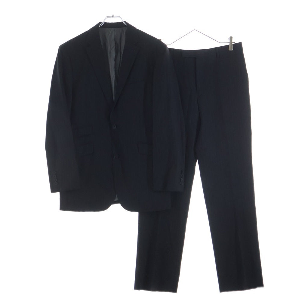 BURBERRY BLACK LABEL(バーバリー ブラックレーベル) ストライプ柄 ウールセットアップ スーツ 2Bテーラードジャケット スラックス パンツ ブラック BMD17-504-09