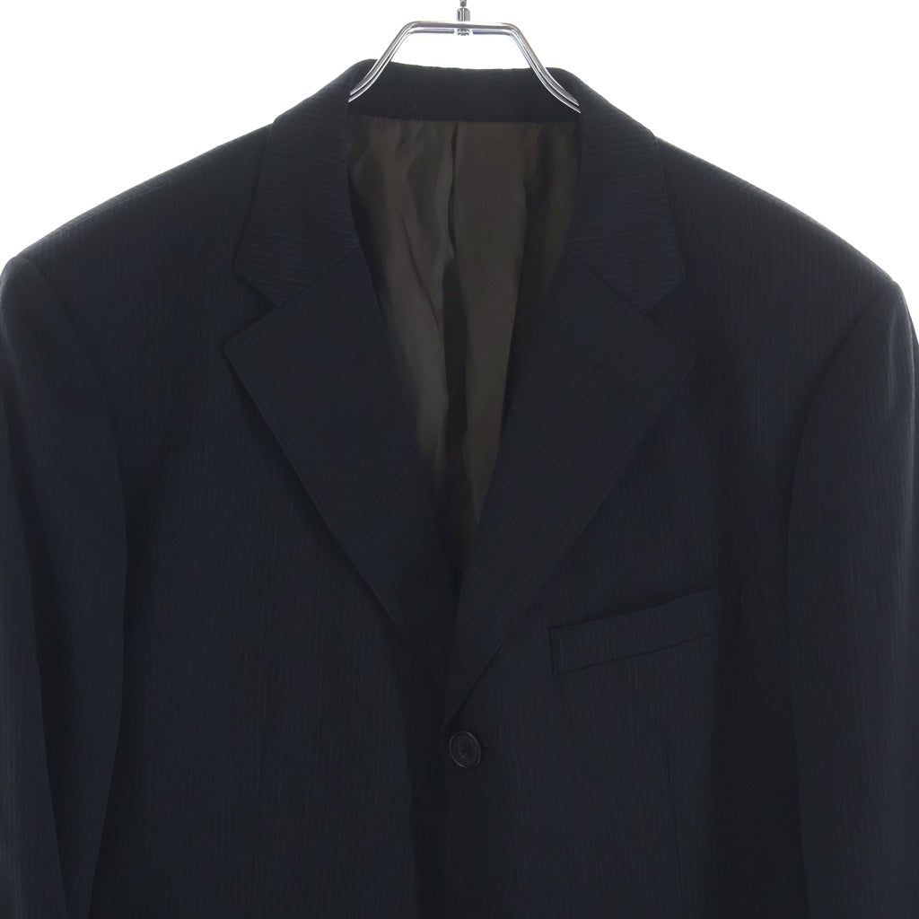 BURBERRY BLACK LABEL(バーバリー ブラックレーベル) ストライプ柄 セットアップ スーツ 3Bテーラードジャケット スラックス パンツ ウール ポリエステル ブラック BMD22-308-59