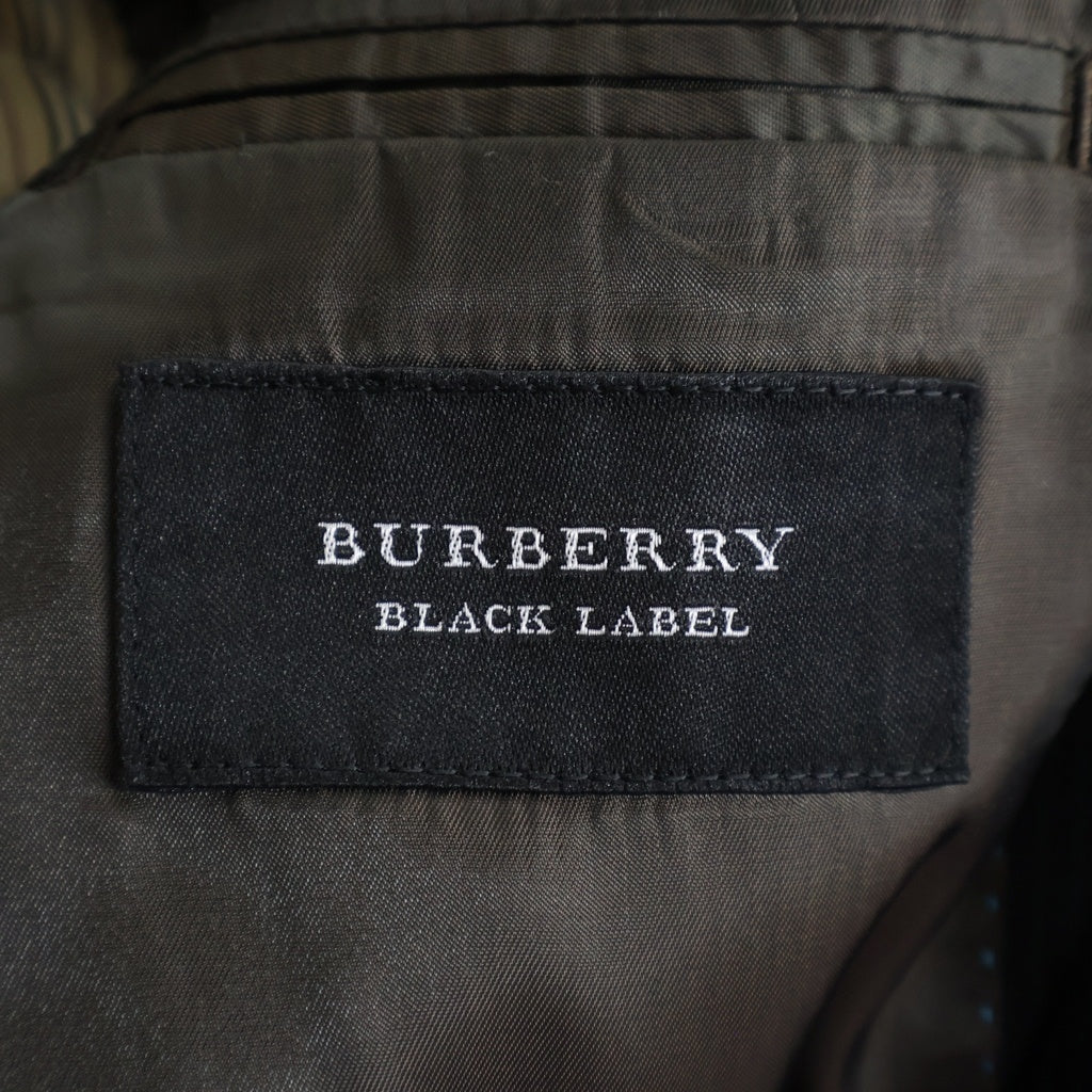 BURBERRY BLACK LABEL(バーバリー ブラックレーベル) ストライプ柄 セットアップ スーツ 3Bテーラードジャケット スラックス パンツ ウール ポリエステル ブラック BMD22-308-59