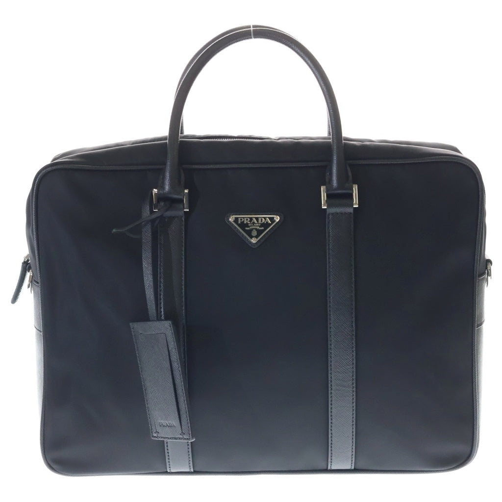 PRADA(プラダ) テスート ビジネスバッグ ハンドバッグ ショルダーバッグ ブラック ナイロン×レザー 2VE661 シルバー金具