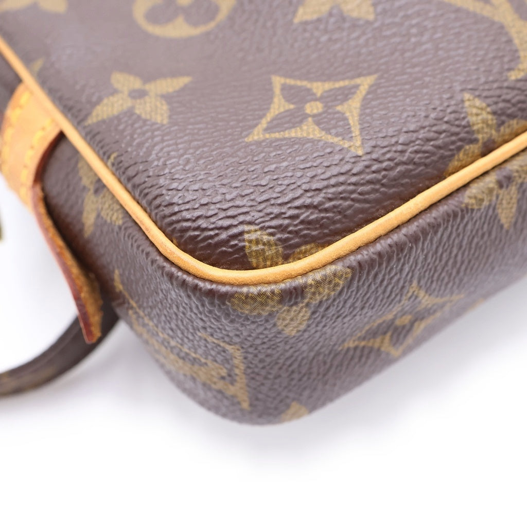 LOUIS VUITTON(ルイヴィトン) モノグラム マルリーバンドリエール ショルダーバッグ ミニバッグ ブラウン レザー×PVC M51828 ゴールド金具 レディース