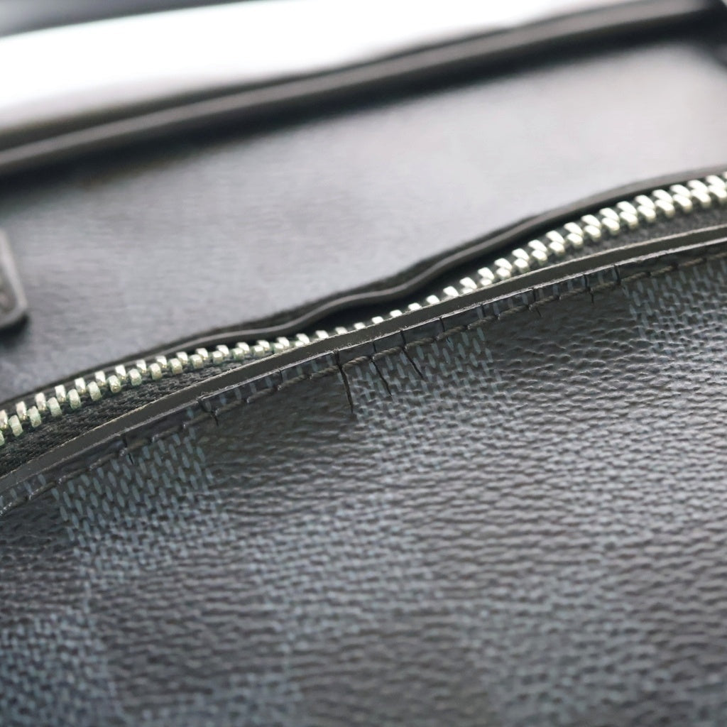 LOUIS VUITTON(ルイヴィトン) ダミエ グラフィット ビジネスバッグ ハンドバッグ ショルダーバッグ ネイビー ブラック PVC レザー N41123 シルバー金具 レディース
