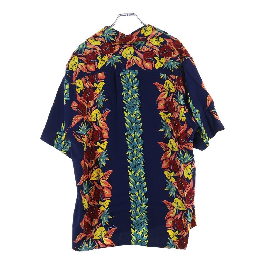 LOUIS VUITTON(ルイヴィトン) 18SS ネオンロゴ レーヨン アロハ ハワイアン 半袖シャツ ネイビー HES96WGFN