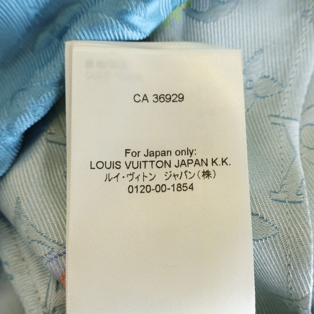 LOUIS VUITTON(ルイヴィトン) 23AW×YK 草間彌生 モノグラムフェイス ジャガード 総柄プリント シルク ショートスリーブ 半袖 シャツ ライトブルー RM232H V36 HOS31W