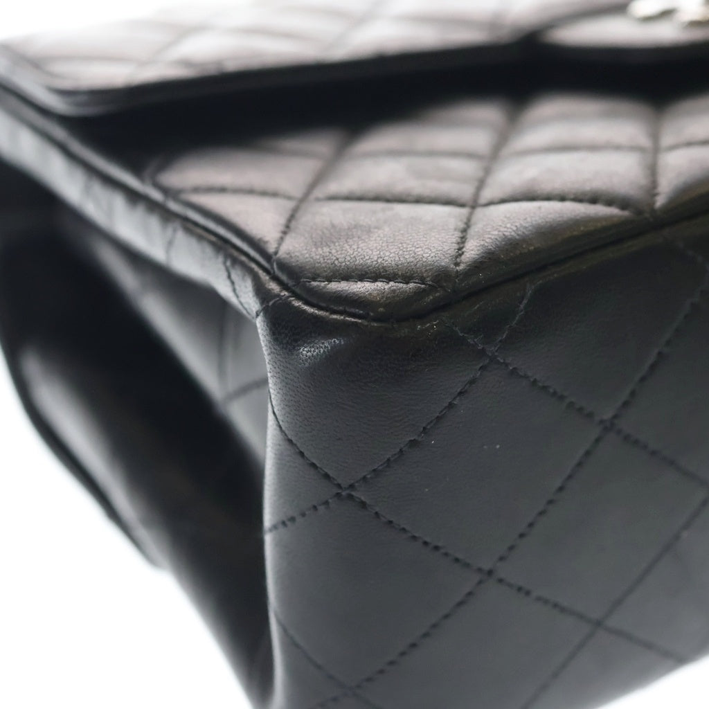 CHANEL(シャネル) ダブルフェイス マトラッセ22 WフラップWチェーンショルダーバッグ ブラック ラムスキン シルバー金具 レディース
