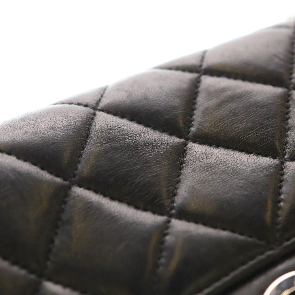 CHANEL(シャネル) ダブルフェイス マトラッセ22 WフラップWチェーンショルダーバッグ ブラック ラムスキン シルバー金具 レディース