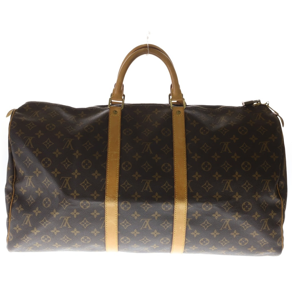 LOUIS VUITTON(ルイヴィトン) モノグラム キーポル55 ボストンバッグ ハンドバッグ トラベルバッグ ブラウン レザー×PVC M41424 ゴールド金具 レディース