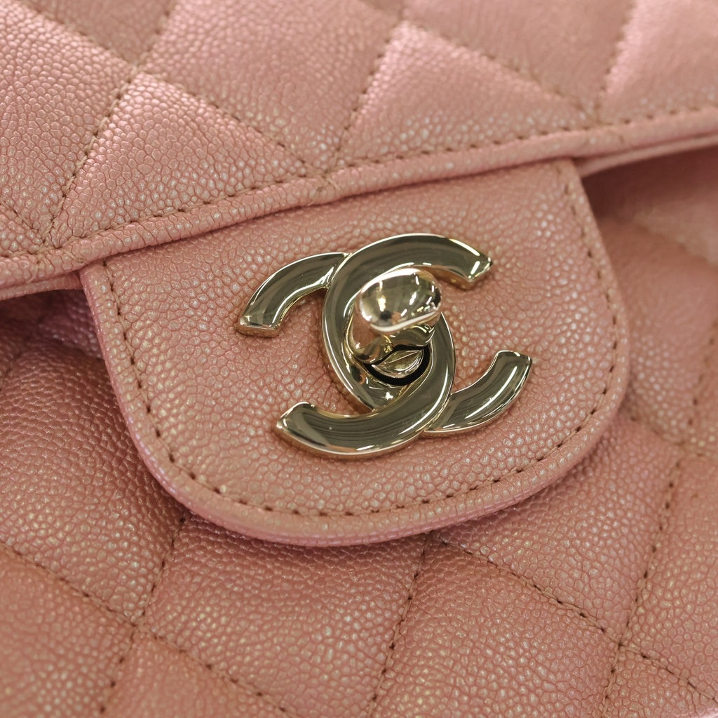 CHANEL(シャネル) マトラッセ23 Wフラップ Wチェーンショルダーバッグ インデセントピンク キャビアスキン A01113 ゴールド金具 レディース