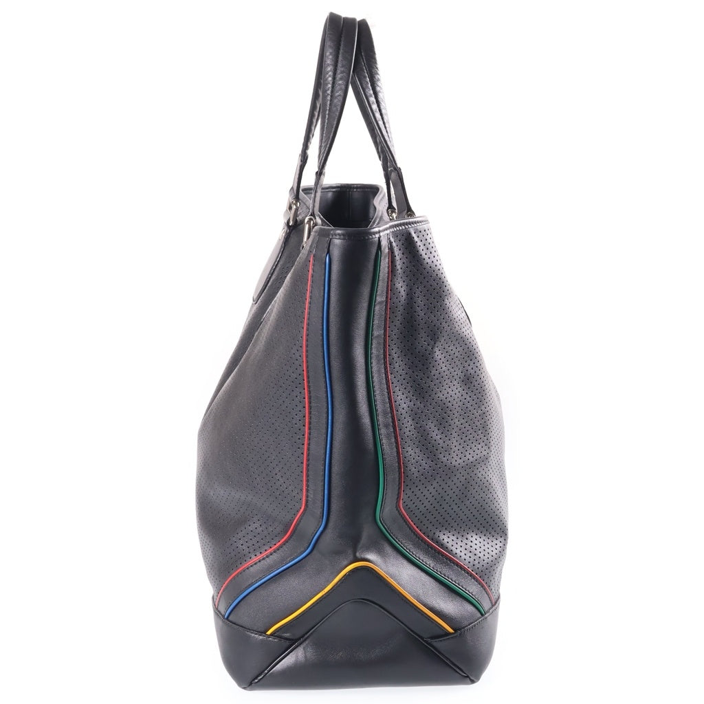 GUCCI(グッチ) パーフォレイテッド トートバッグ ハンドバッグ ブラック レザー 243806 シルバー金具