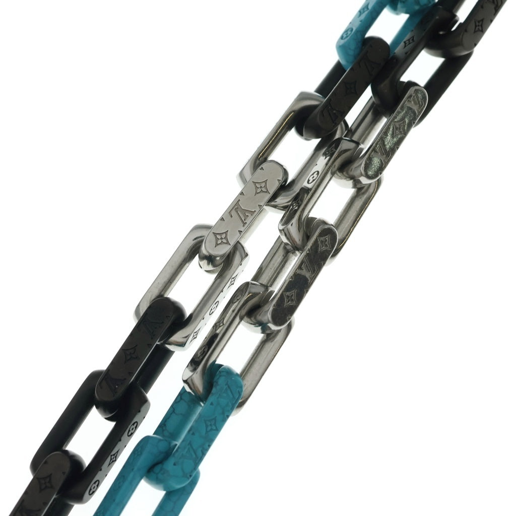 LOUIS VUITTON(ルイヴィトン) モノグラム チェーンネックレス チェーン ターコイズ×シルバー×ブラック M01293 レディース