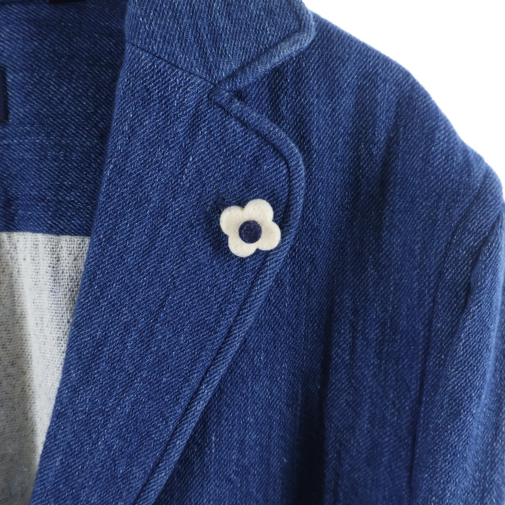 LARDINI(ラルディーニ) 3ボタン コットン デニム シングルテーラードジャケット イージージャケット #XS ブルー JK. 836