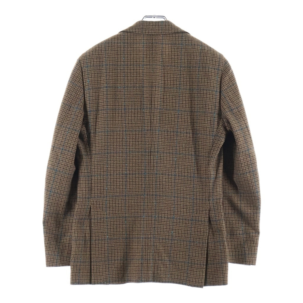 LARDINI(ラルディーニ) 3ボタン ウール×コットン チェック ウインドウペーンジャケット シングルテーラードジャケット #44 ブラウン/ブルー JK611
