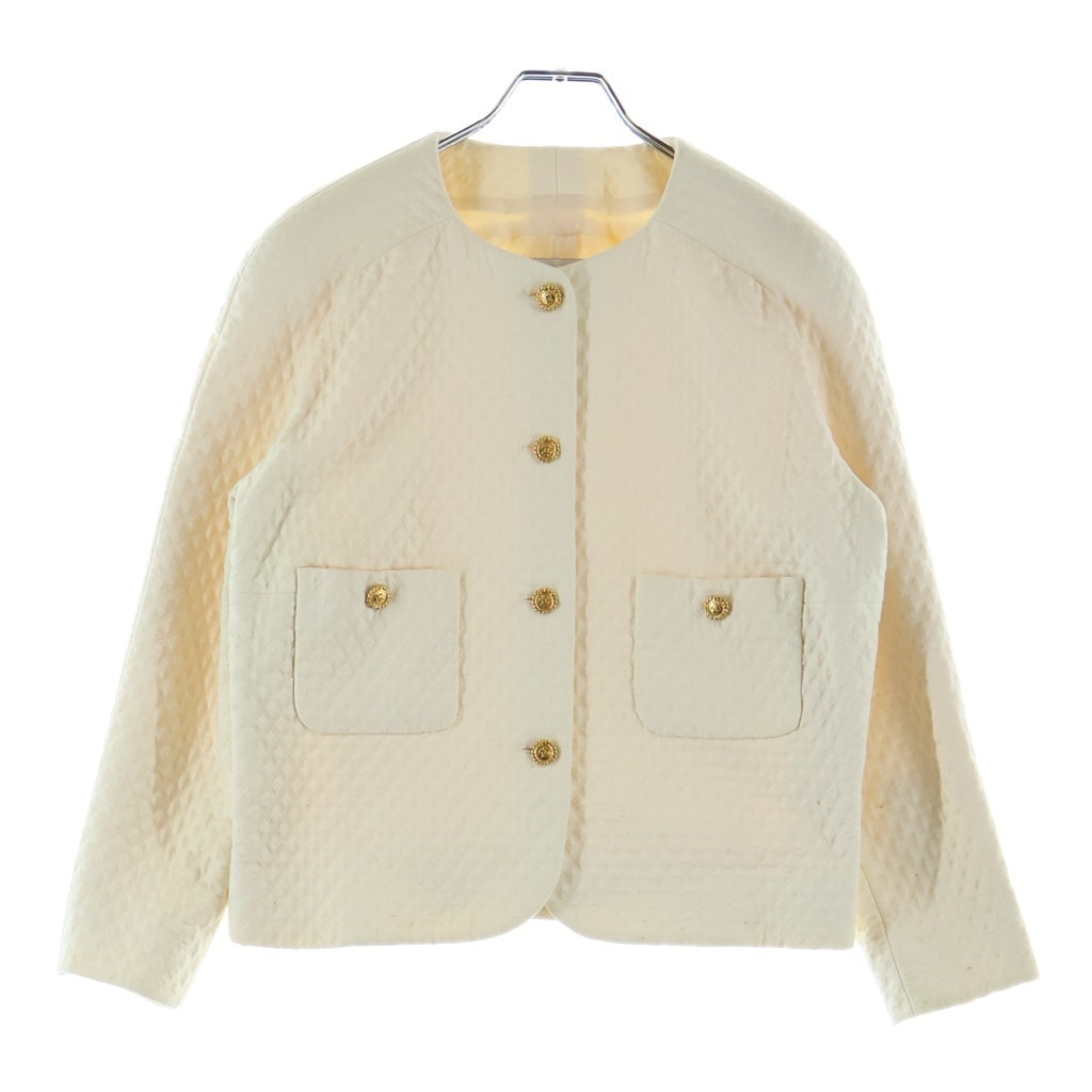 CHANEL(シャネル) ココマーク ボタン ヴィンテージ キルティング コットン ノーカラージャケット ショートジャケット #18 ホワイト 21413 レディース