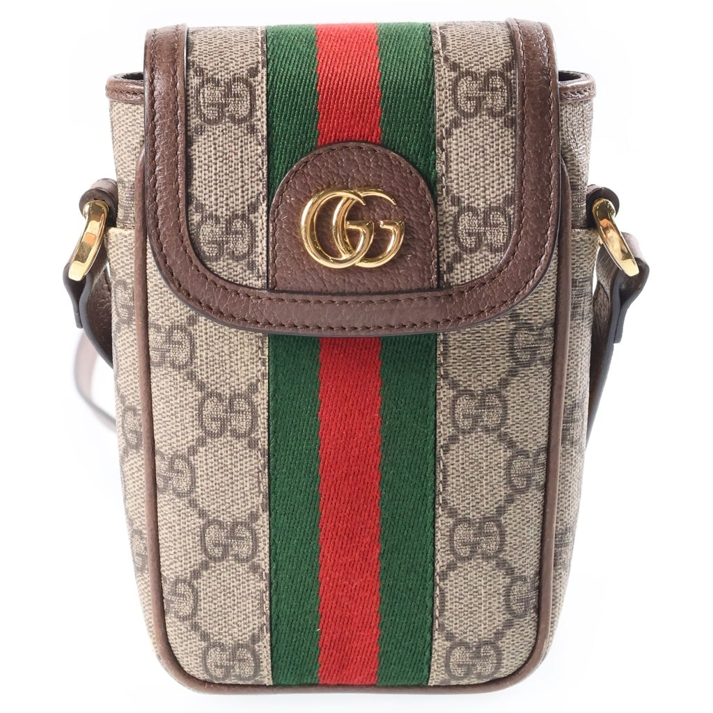 GUCCI(グッチ) オフィディア GG シェリーライン PVC レザー ショルダーバッグ ブラウン/ベージュ 598912 レディース