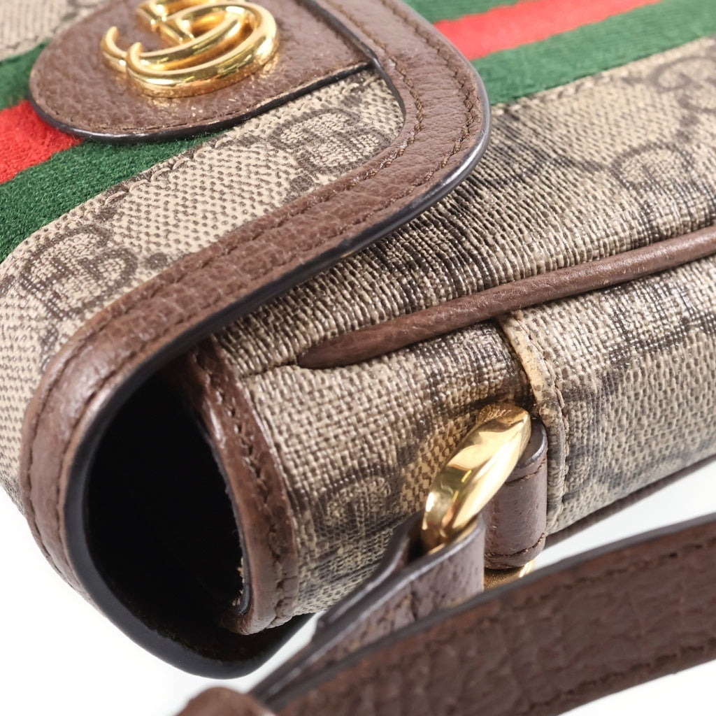 GUCCI(グッチ) オフィディア GG シェリーライン PVC レザー ショルダーバッグ ブラウン/ベージュ 598912 レディース