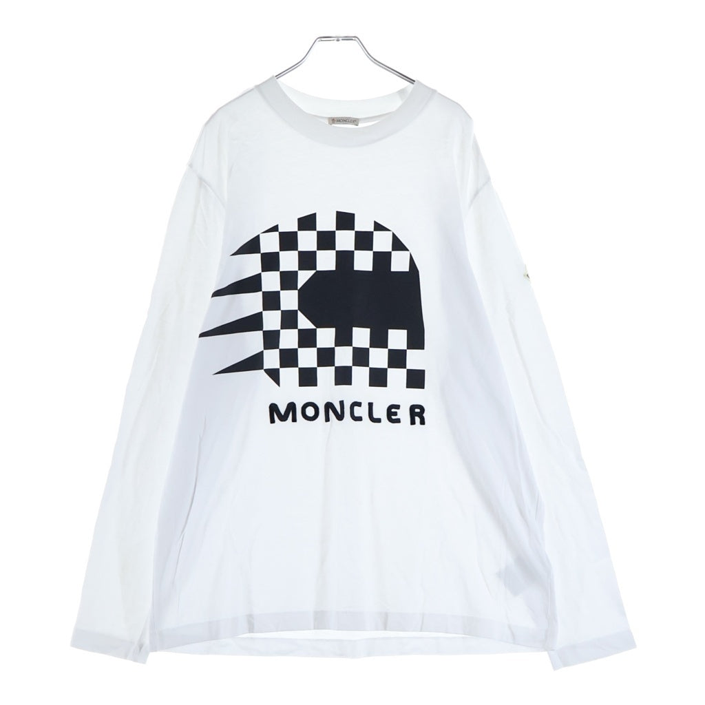 MONCLER(モンクレール) ロングTシャツ ロゴ プリント 長袖 ホワイト/ブラック