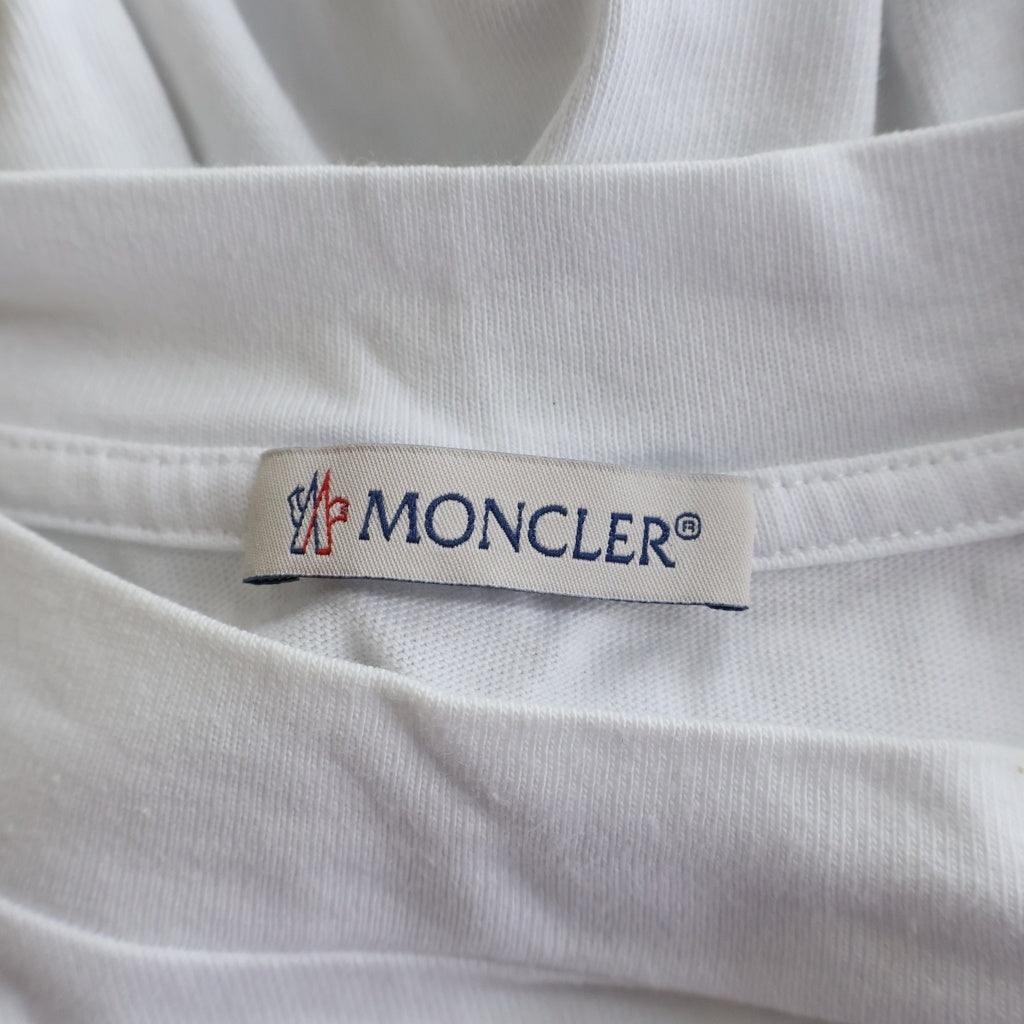 MONCLER(モンクレール) ロングTシャツ ロゴ プリント 長袖 ホワイト/ブラック