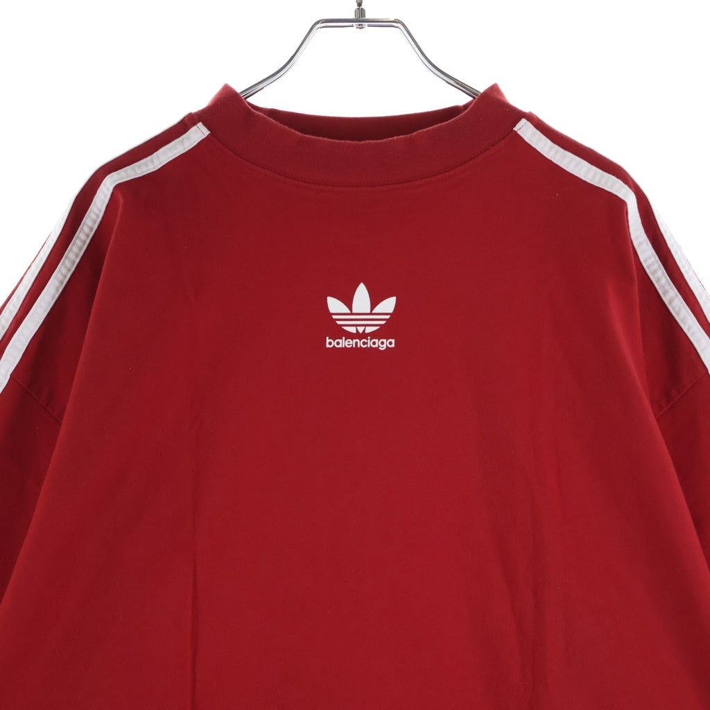 BALENCIAGA(バレンシアガ) 23SS ×adidas アディダス フロントロゴ クルーネック半袖Tシャツ カットソー レッド 739101 TNVA6