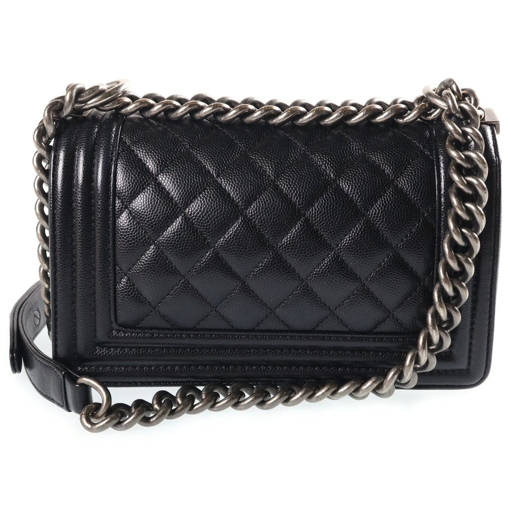 CHANEL(シャネル) ボーイシャネル20 スモール ショルダーバッグ チェーンバッグ ブラック キャビアスキン A67085 シルバー金具 レディース
