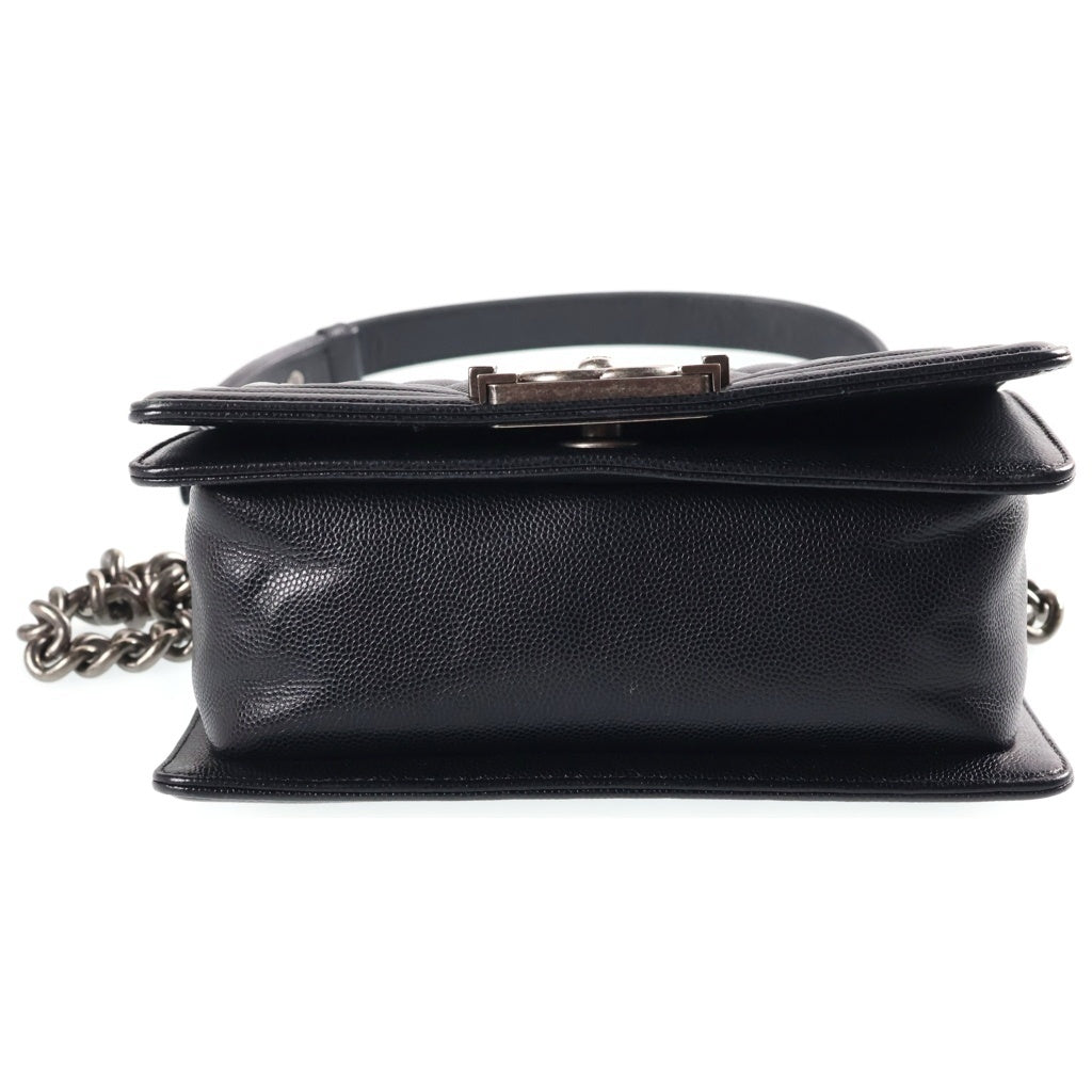 CHANEL(シャネル) ボーイシャネル20 スモール ショルダーバッグ チェーンバッグ ブラック キャビアスキン A67085 シルバー金具 レディース
