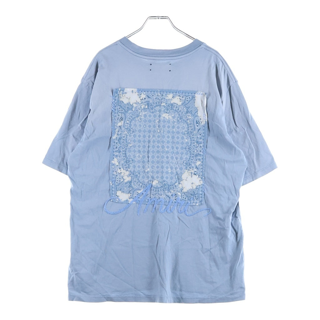 AMIRI(アミリ) Bandana Bleach Patch T-Shirt バンダナ ロゴ刺繍 半袖Tシャツ カットソー ライトブルー AMJYTE1197 レディース