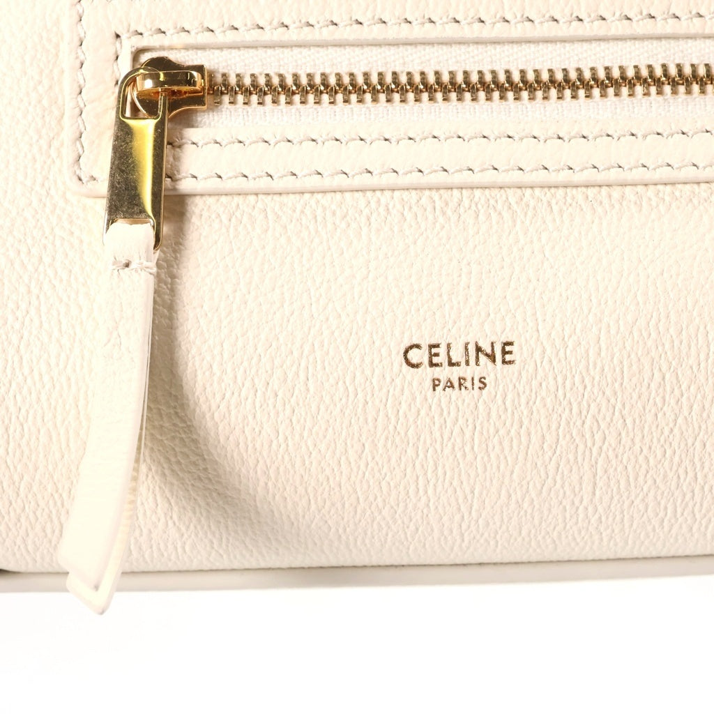 CELINE(セリーヌ) リトル ラゲージ 2WAYハンドバッグ ショルダーバッグ アイボリー ホワイト グレインドカーフスキン F-CL-1246 ゴールド金具 レディース