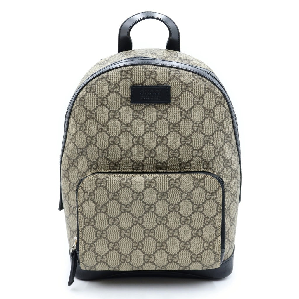GUCCI(グッチ) GGスプリーム バックパック リュックサック ブラック×ベージュ レザー×PVC 429020 ブラック金具 レディース