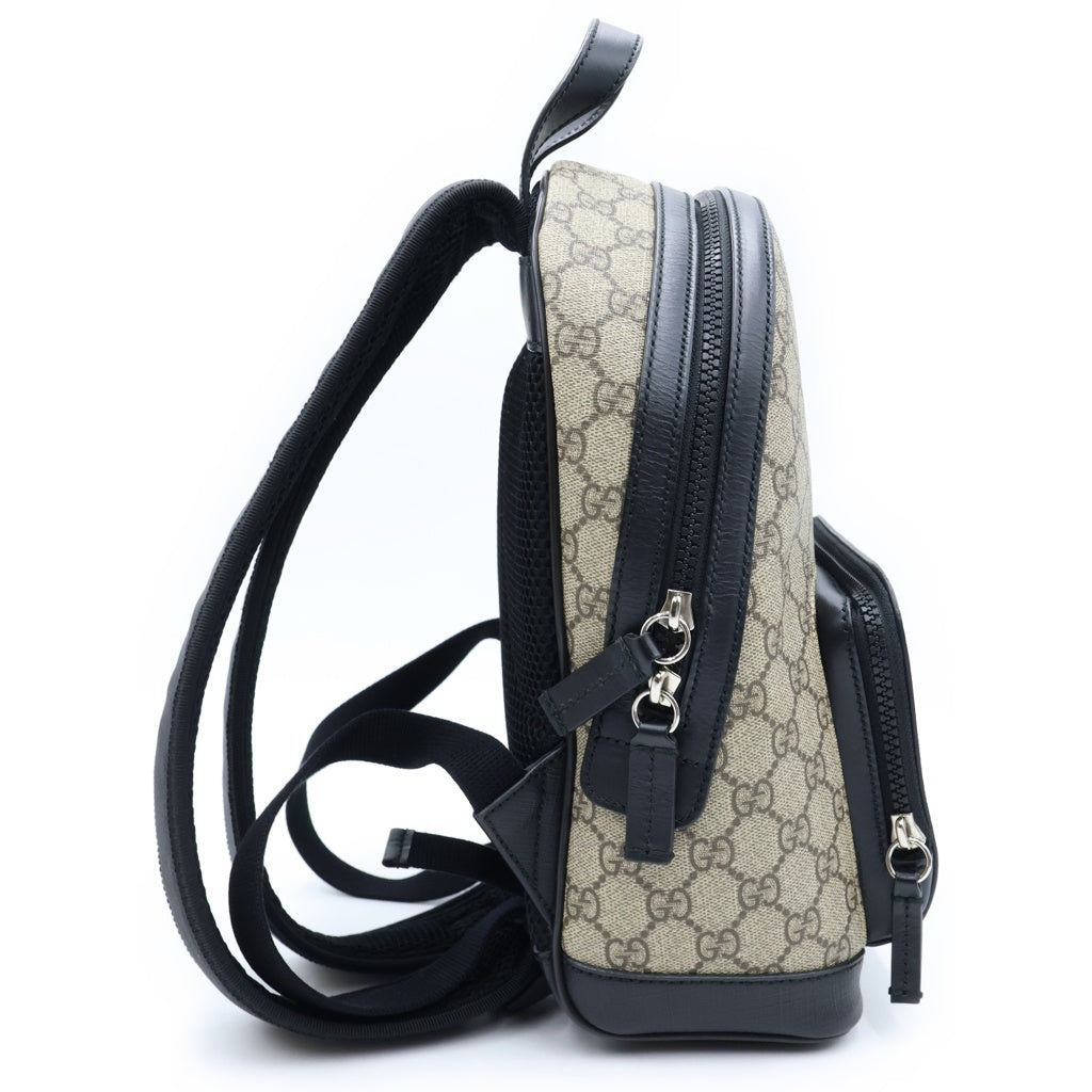GUCCI(グッチ) GGスプリーム バックパック リュックサック ブラック×ベージュ レザー×PVC 429020 ブラック金具 レディース