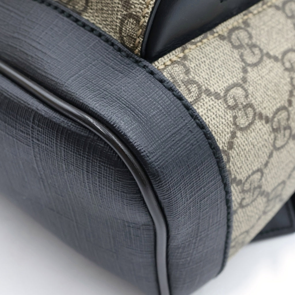GUCCI(グッチ) GGスプリーム バックパック リュックサック ブラック×ベージュ レザー×PVC 429020 ブラック金具 レディース