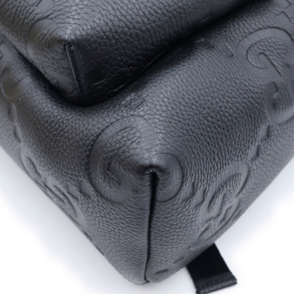 GUCCI(グッチ) ジャンボGG バックパック リュックサック ブラック レザー W35 819065 シルバー金具 レディース