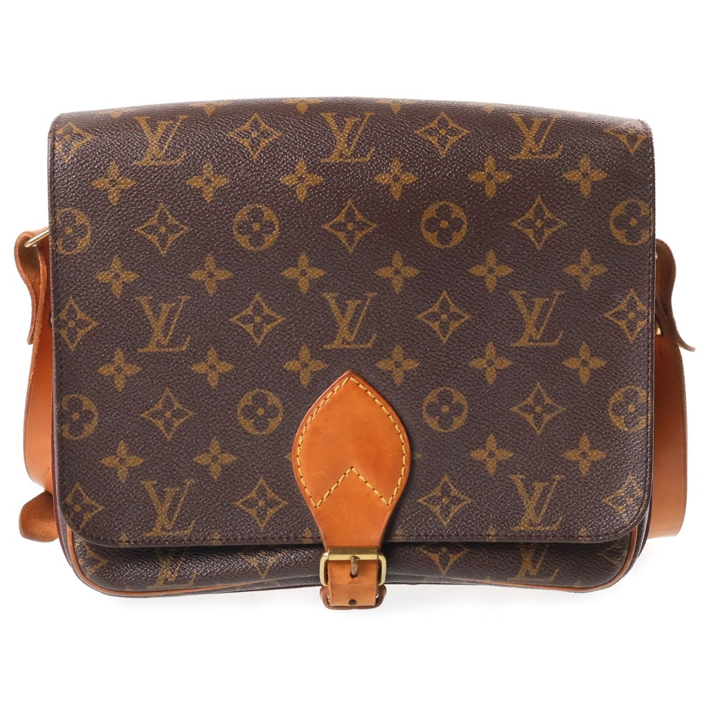 LOUIS VUITTON(ルイヴィトン) モノグラム カルトシエールGM ショルダーバッグ ブラウン レザー×PVC M51252 ゴールド金具 レディース