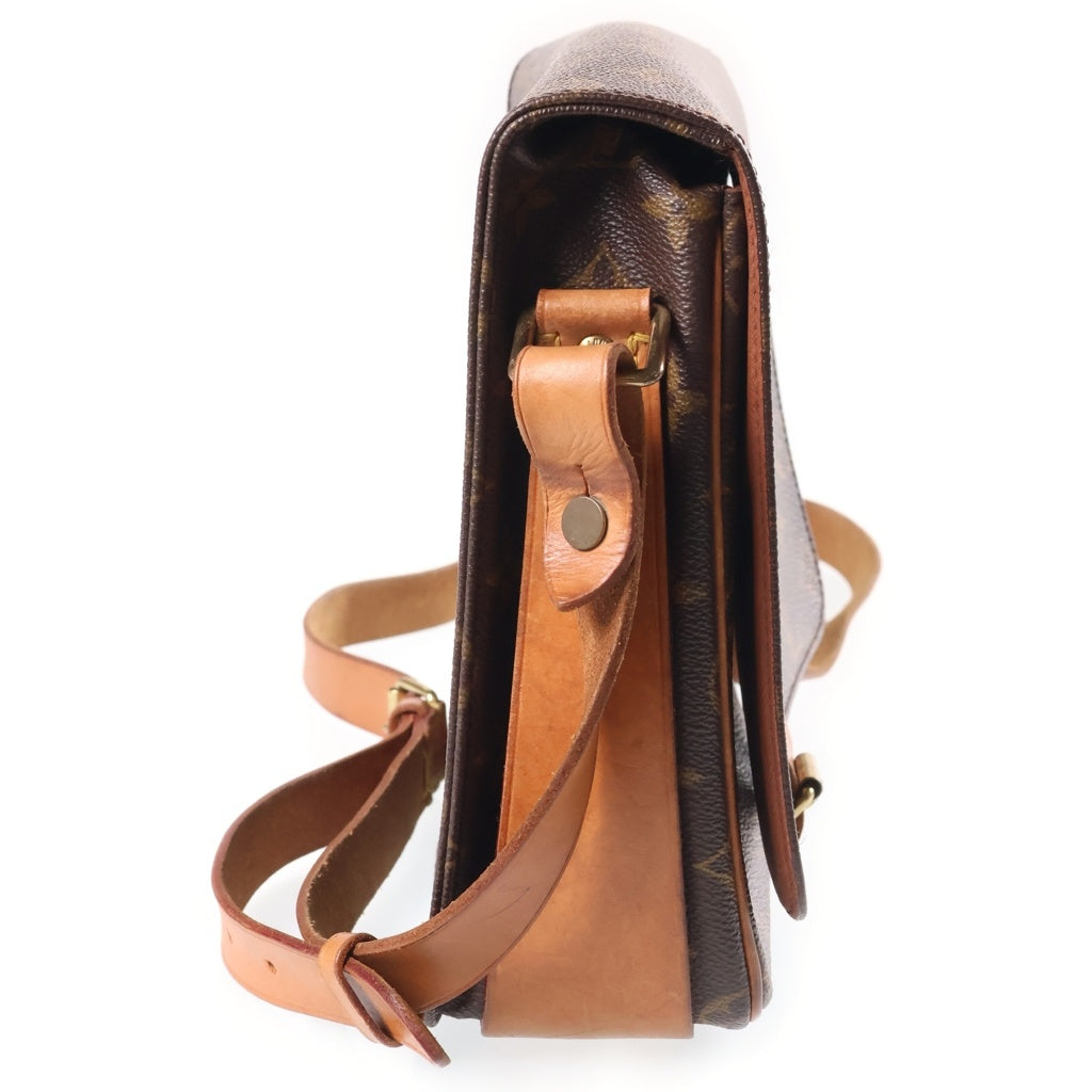 LOUIS VUITTON(ルイヴィトン) モノグラム カルトシエールGM ショルダーバッグ ブラウン レザー×PVC M51252 ゴールド金具 レディース