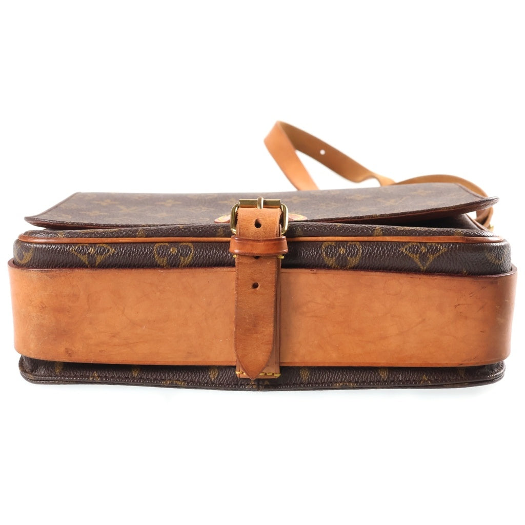 LOUIS VUITTON(ルイヴィトン) モノグラム カルトシエールGM ショルダーバッグ ブラウン レザー×PVC M51252 ゴールド金具 レディース