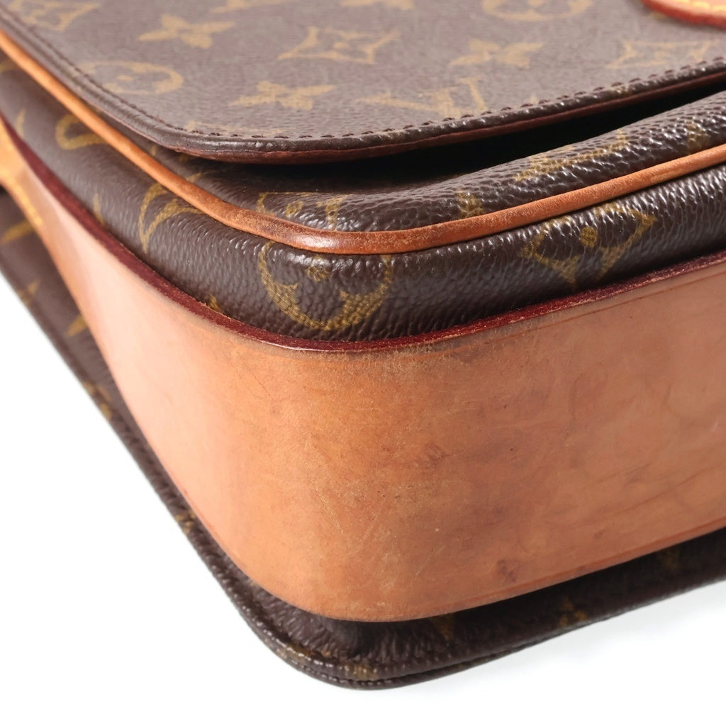 LOUIS VUITTON(ルイヴィトン) モノグラム カルトシエールGM ショルダーバッグ ブラウン レザー×PVC M51252 ゴールド金具 レディース