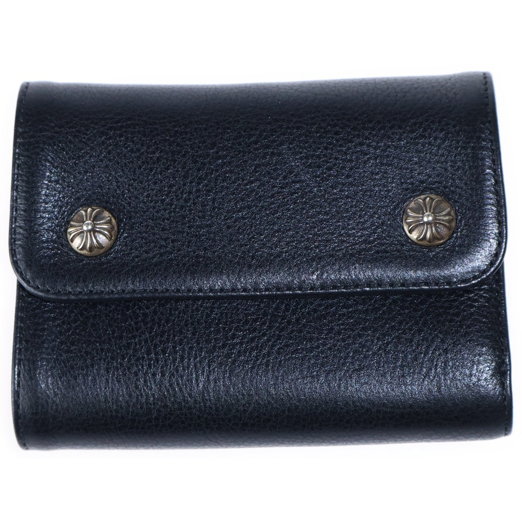 CHROME HEARTS(クロムハーツ) WAVE MINI ウェーブミニ レザーウォレット 財布 ブラックBCA373