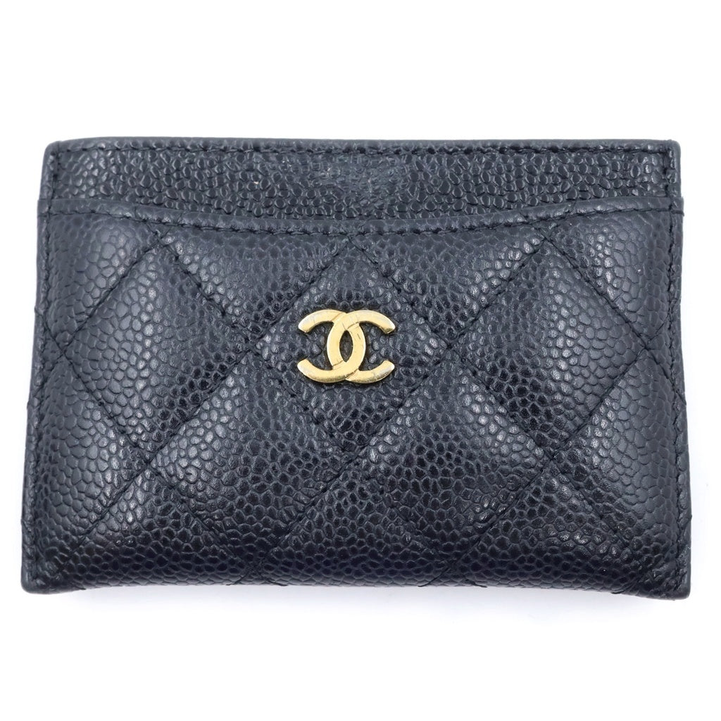 CHANEL(シャネル) マトラッセ クラシック カードケース 名刺入れ ブラック キャビアスキン AP0213 ゴールド金具 レディース
