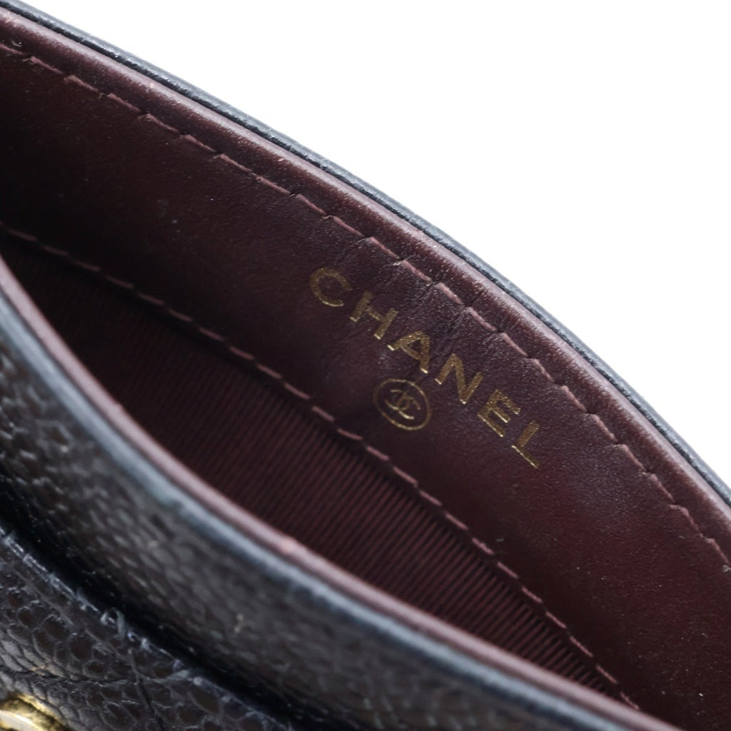 CHANEL(シャネル) マトラッセ クラシック カードケース 名刺入れ ブラック キャビアスキン AP0213 ゴールド金具 レディース