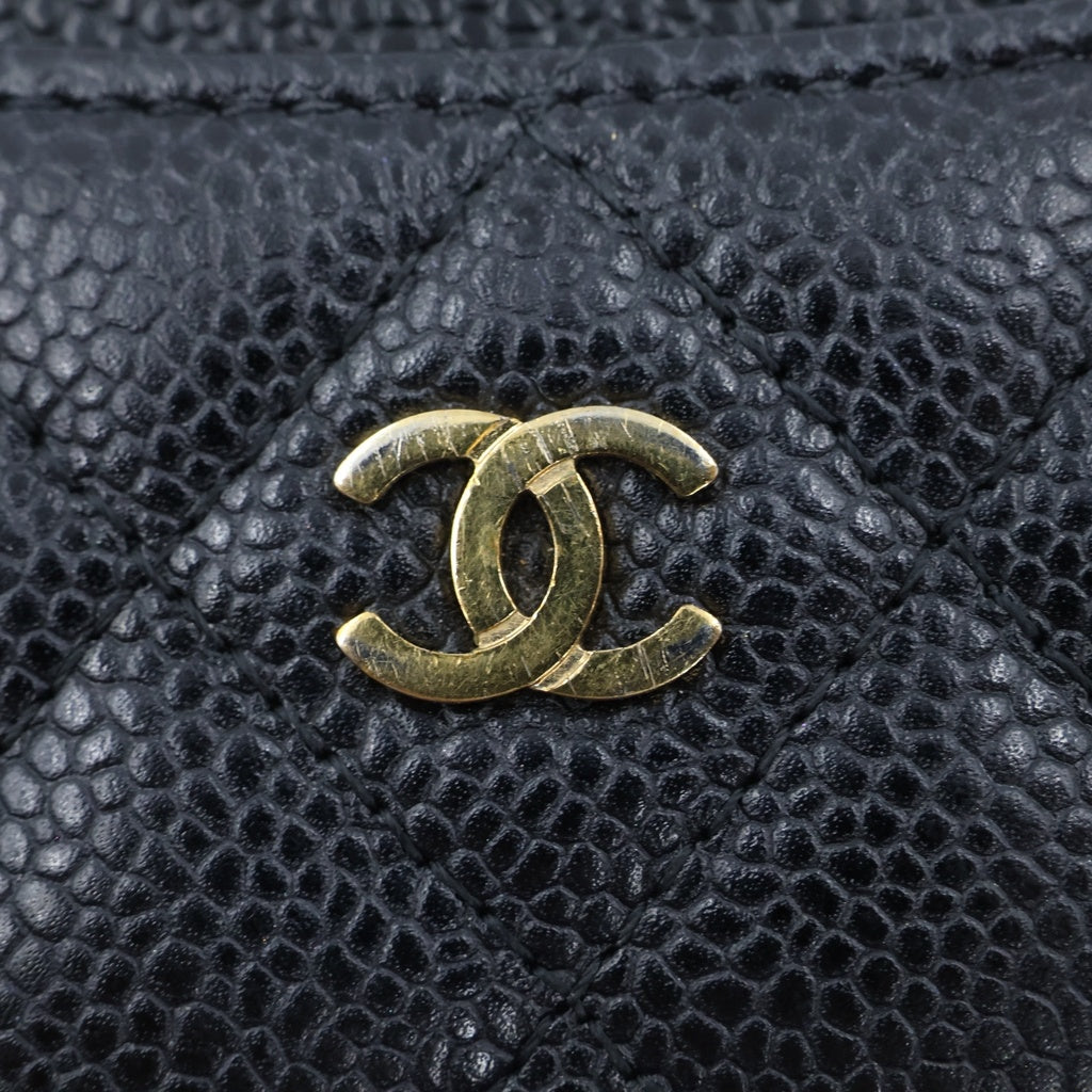 CHANEL(シャネル) マトラッセ クラシック カードケース 名刺入れ ブラック キャビアスキン AP0213 ゴールド金具 レディース