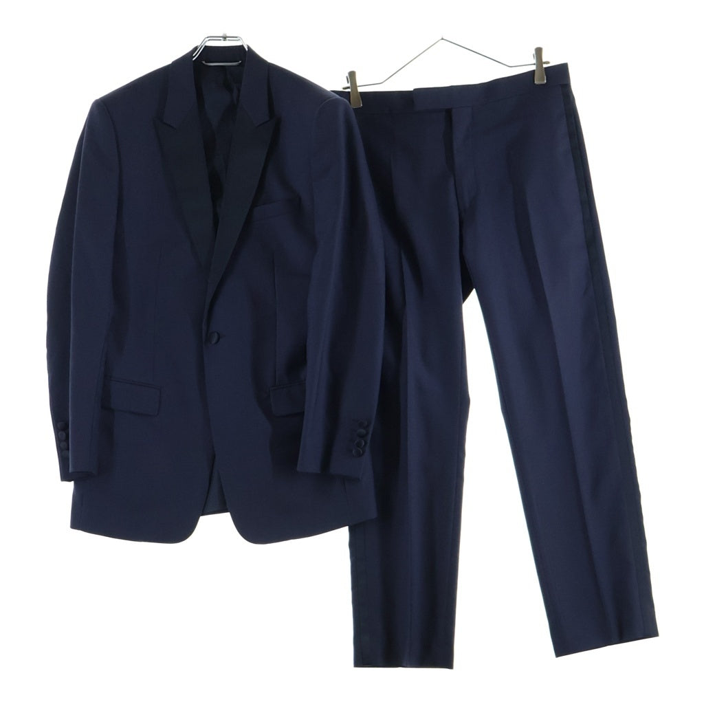 Christian Dior(クリスチャンディオール) ピークド 1B ジャケット サテンラペル ロゴ セットアップ スーツ ネイビー 633C722S0687