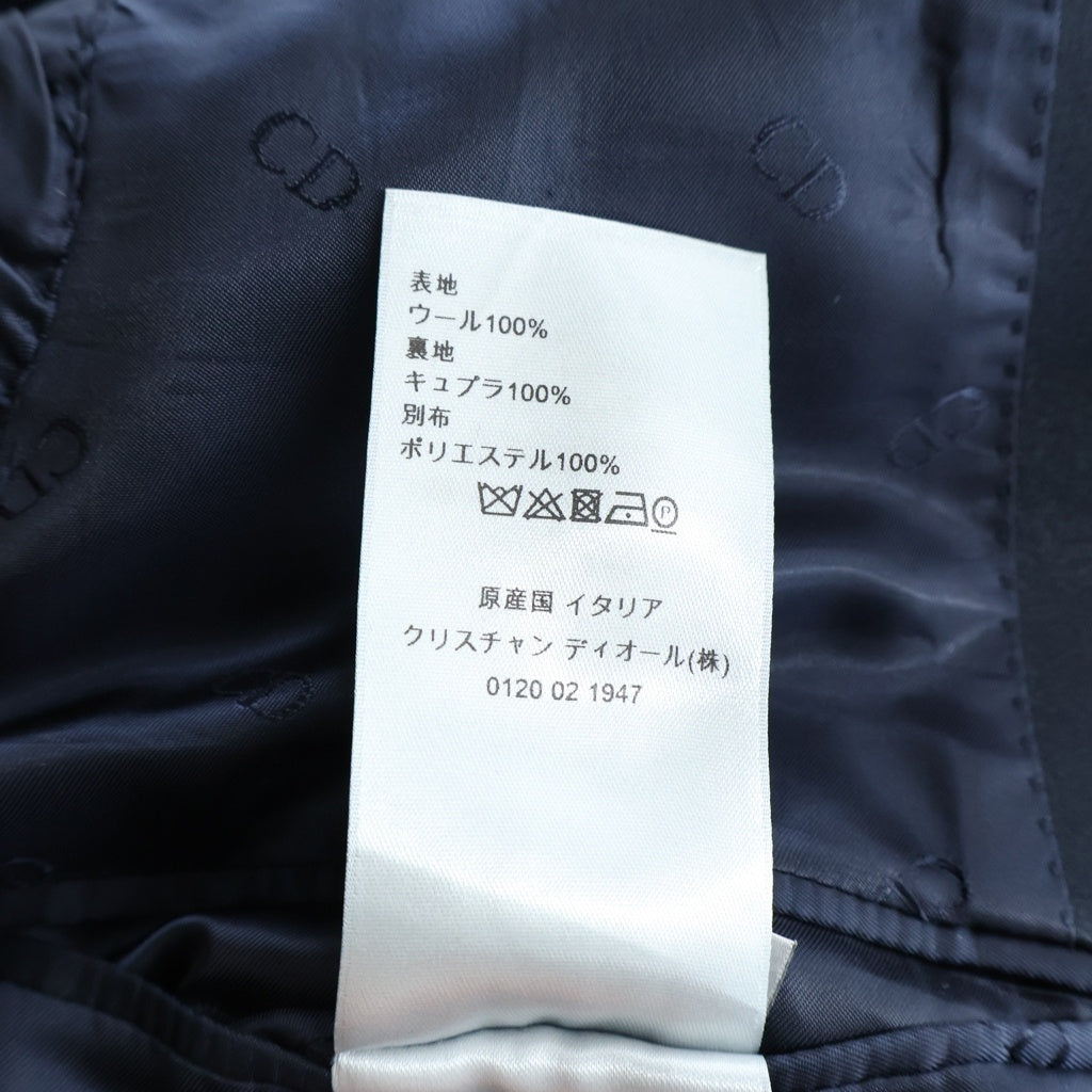 Christian Dior(クリスチャンディオール) ピークド 1B ジャケット サテンラペル ロゴ セットアップ スーツ ネイビー 633C722S0687