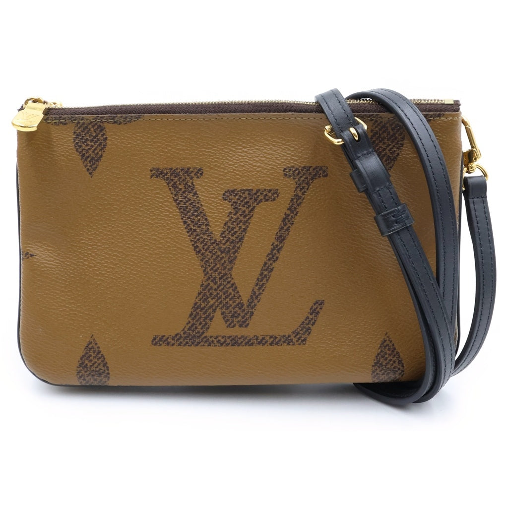 LOUIS VUITTON(ルイヴィトン) モノグラム ジャイアント リバース ポシェット ドゥーブル ジップ ブラウン×ブラック PVC×レザー M69203 レディース