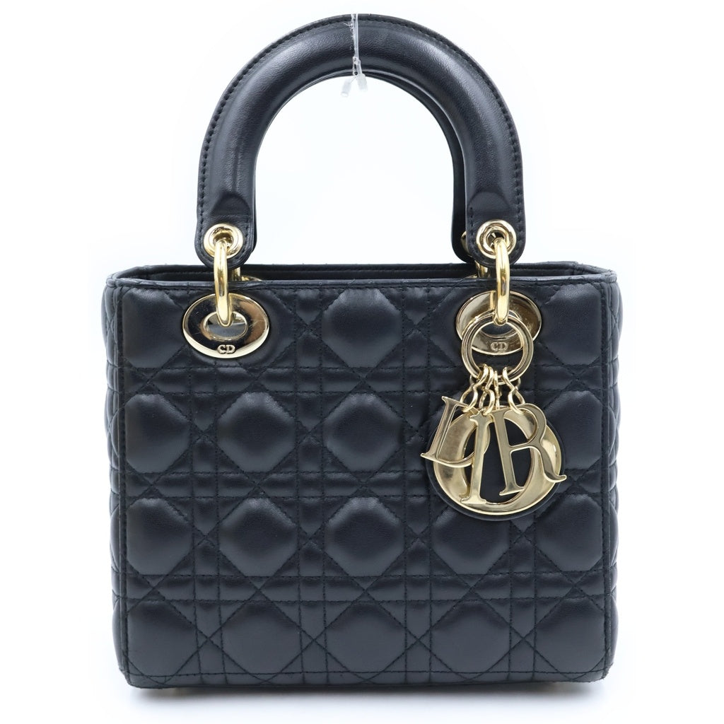 Christian Dior(クリスチャンディオール) マイレディディオール カナージュ 2wayショルダーバッグ ハンドバッグ ブラック ラムスキン 01-BO-0270 レディース