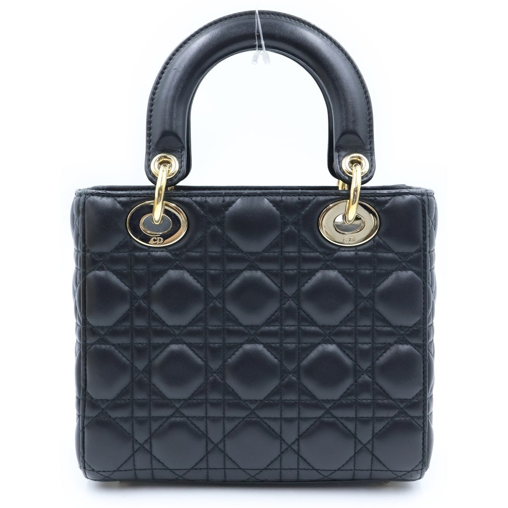 Christian Dior(クリスチャンディオール) マイレディディオール カナージュ 2wayショルダーバッグ ハンドバッグ ブラック ラムスキン 01-BO-0270 レディース