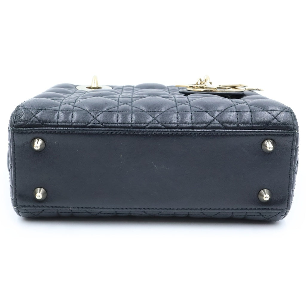 Christian Dior(クリスチャンディオール) マイレディディオール カナージュ 2wayショルダーバッグ ハンドバッグ ブラック ラムスキン 01-BO-0270 レディース