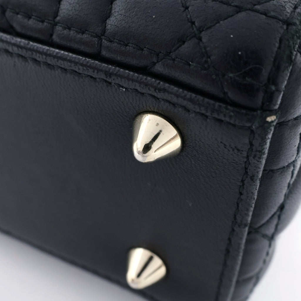 Christian Dior(クリスチャンディオール) マイレディディオール カナージュ 2wayショルダーバッグ ハンドバッグ ブラック ラムスキン 01-BO-0270 レディース