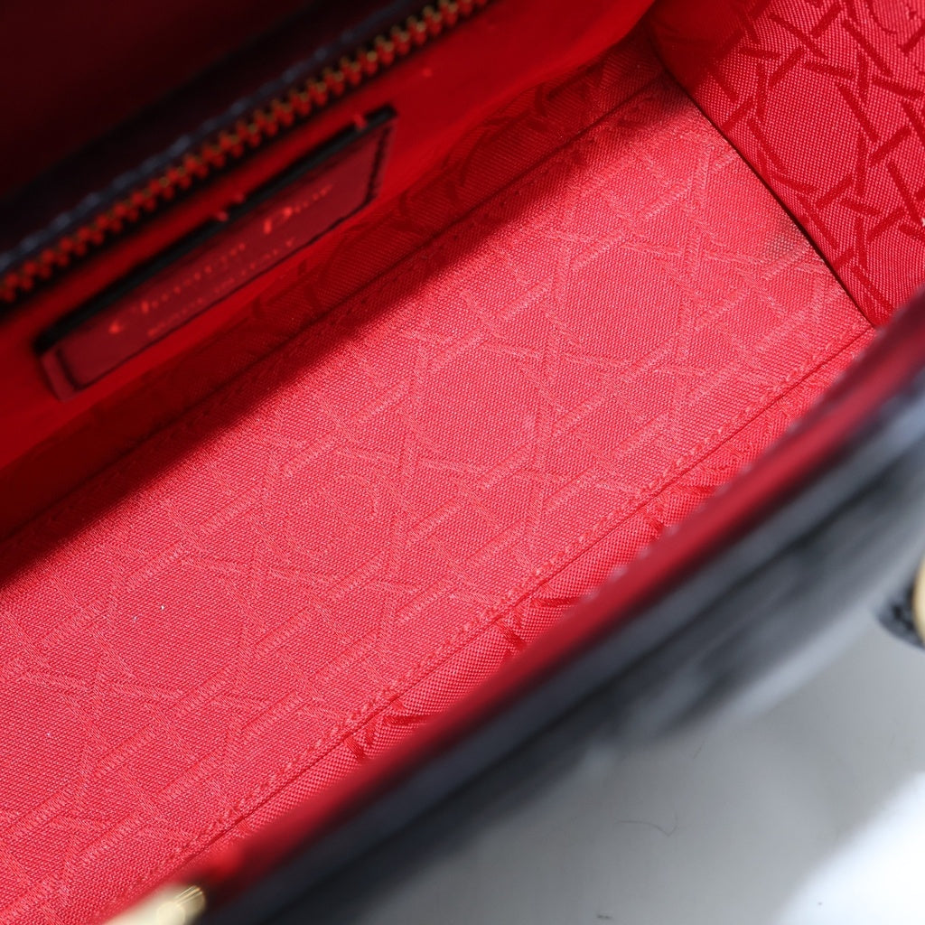 Christian Dior(クリスチャンディオール) マイレディディオール カナージュ 2wayショルダーバッグ ハンドバッグ ブラック ラムスキン 01-BO-0270 レディース