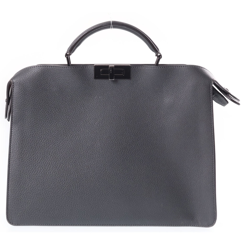 FENDI(フェンディ) ピーカブー アイシーユーミディアム 2WAYハンドバッグ ショルダーバッグ グレー レザー 7VA529 ブラック金具 レディース