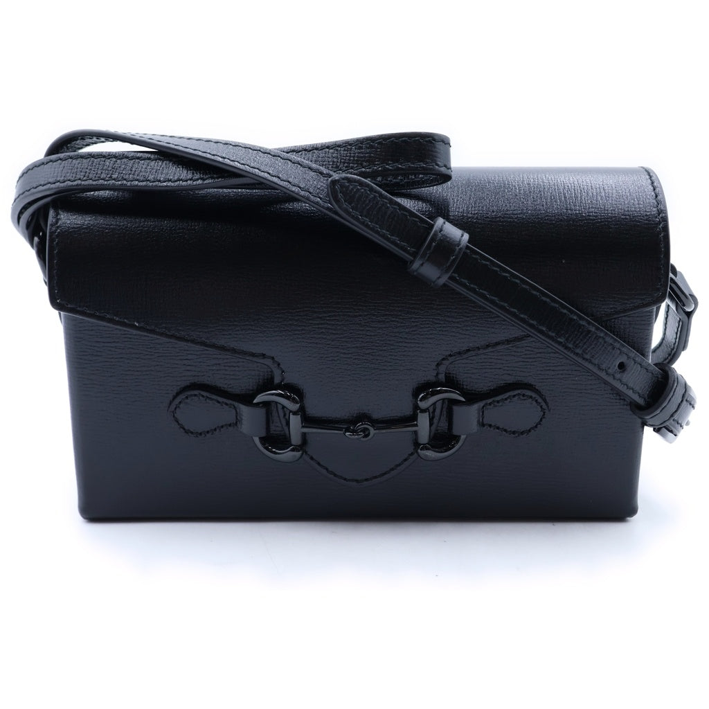 GUCCI(グッチ) ホースビット ショルダーバッグ ミニバッグ ブラック レザー 699296 ブラック金具 レディース