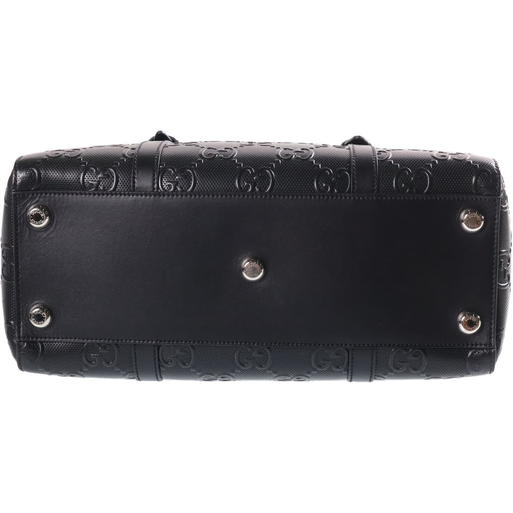 GUCCI(グッチ) GGエンボス レザー ハンド トートバッグ シルバー金具 ブラック 625774 レディース