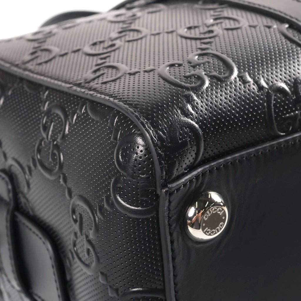 GUCCI(グッチ) GGエンボス レザー ハンド トートバッグ シルバー金具 ブラック 625774 レディース
